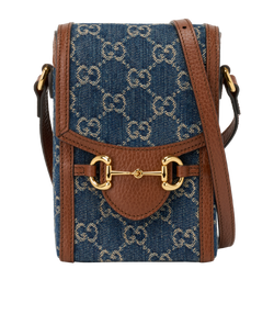 Horsebit 1955 Mini Bag, Denim, Navy/Tan, 625615.2149, DB/B, 3*